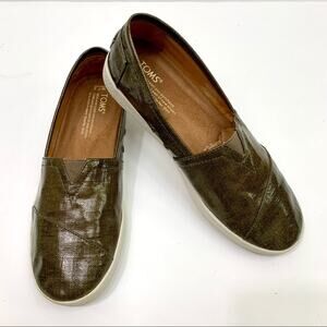 Toms Alpargata Cupsole Waxed Canvas Olive Green Loafers 7.5